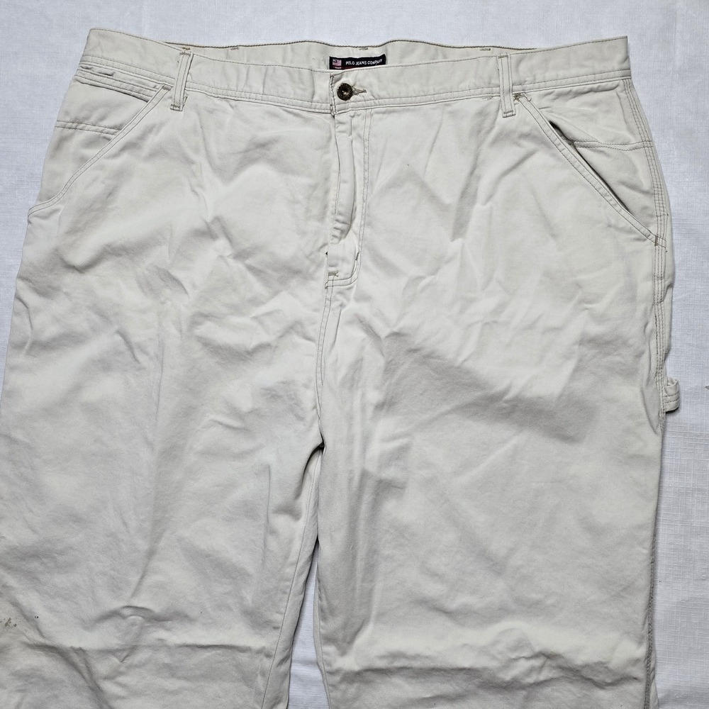 Polo Jeans Co Ralph Lauren Mens Carpenter Pants Beige Tan Utility Workwear 46x31 - Picture 2 of 12